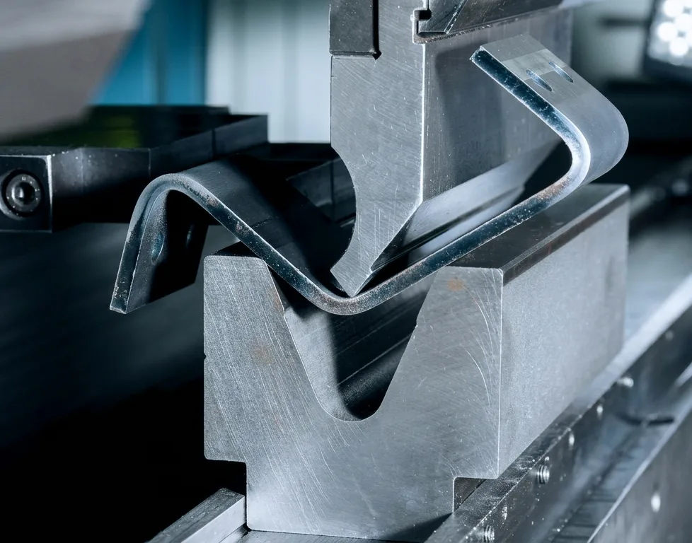 Press brake bending a sheet metal part
