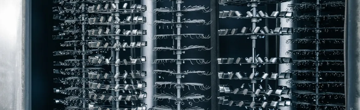 Anodized parts on racks